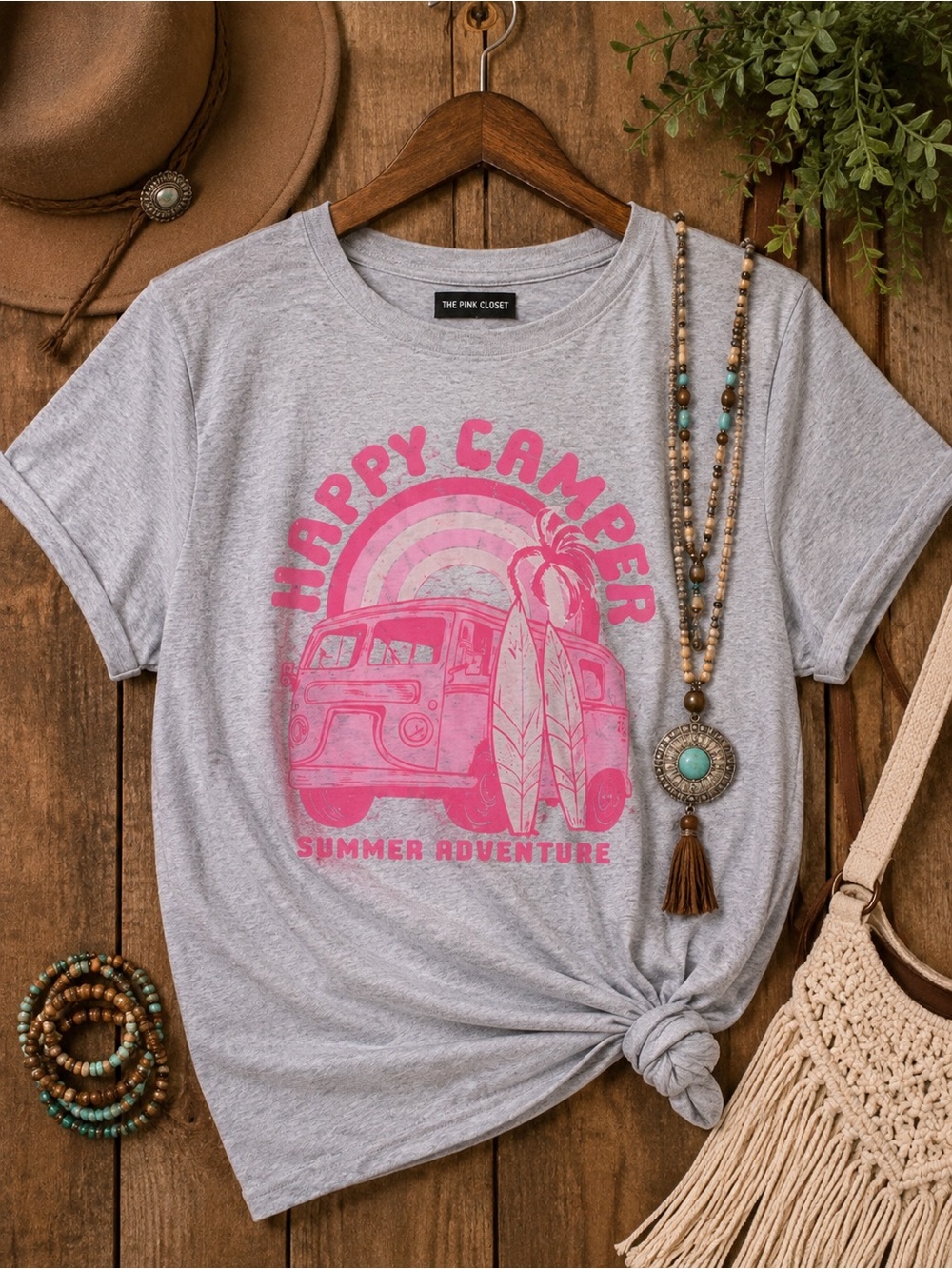 The Pink Closet Happy Camper Graphic Tee | Size 3X | Boho Summer Adventure Tee